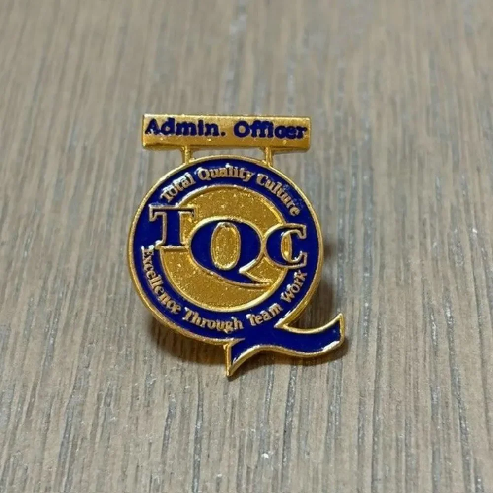 Total Quality Culture Admin Officer Enamel Blue Gold Tone Lapel Pin